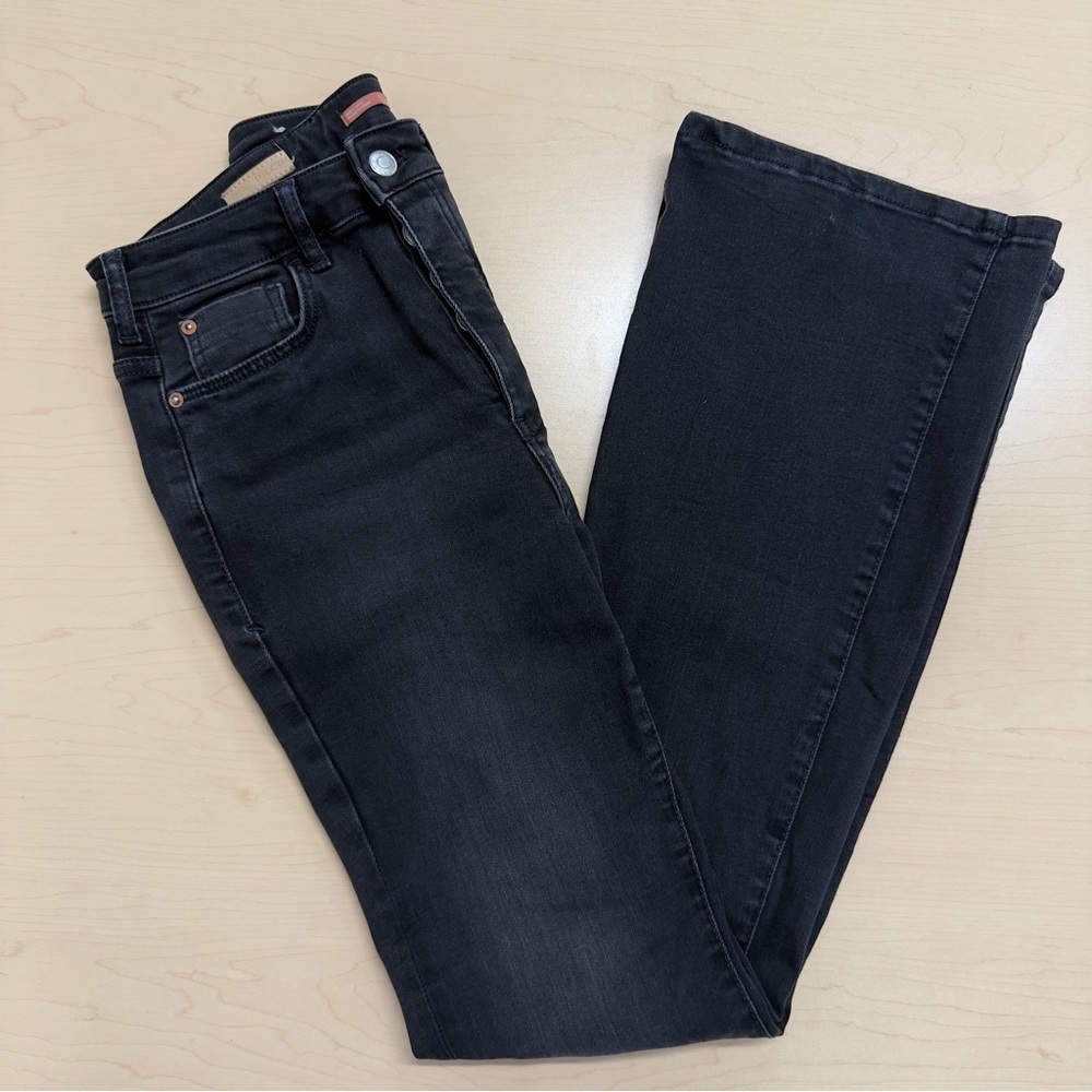 Anthropologie Pilcro Flare Wide Leg Black Wash Denim Jeans Size 27